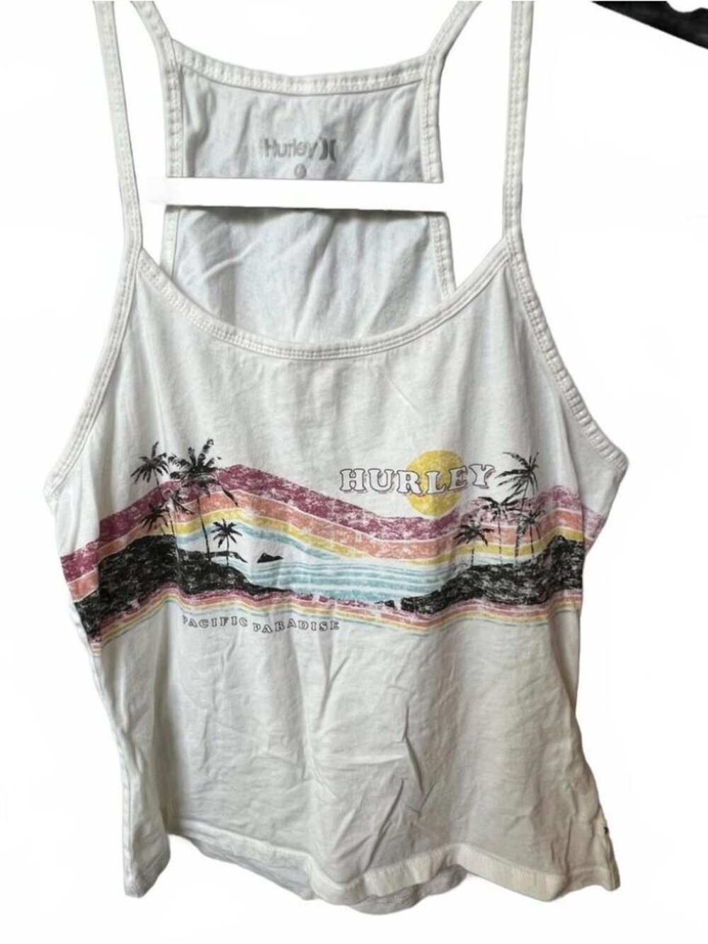 White,  Tank Top With Ocean Design